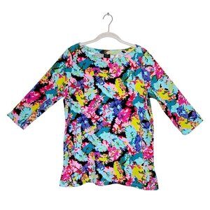 Rafaella Multicolor Print 3/4 Sleeve Tunic Top - Sx XL